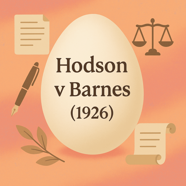 Hodson v Barnes (1926) ~ The Egg Will
